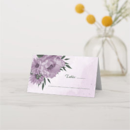 violette Blumen botanische Hochzeit Platzkarte