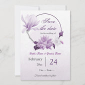 violette Blumen botanische Hochzeit Save The Date (Vorderseite)