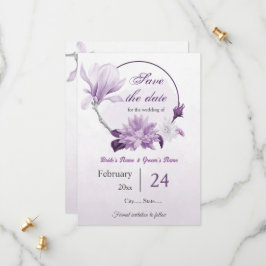 violette Blumen botanische Hochzeit Save The Date