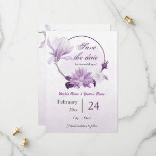 violette Blumen botanische Hochzeit Save The Date
