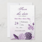 violette Blumen botanische Hochzeit Save The Date (Vorderseite)