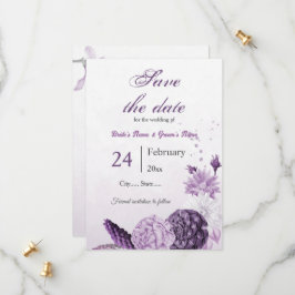 violette Blumen botanische Hochzeit Save The Date