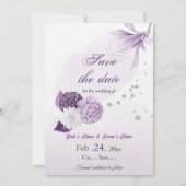 violette Blumen botanische Hochzeit Save The Date (Vorderseite)