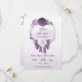 violette Blumen botanische Hochzeit Save The Date