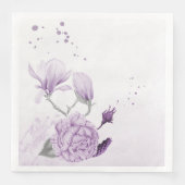 violette Blumen botanische Hochzeit Serviette (Vorderseite)