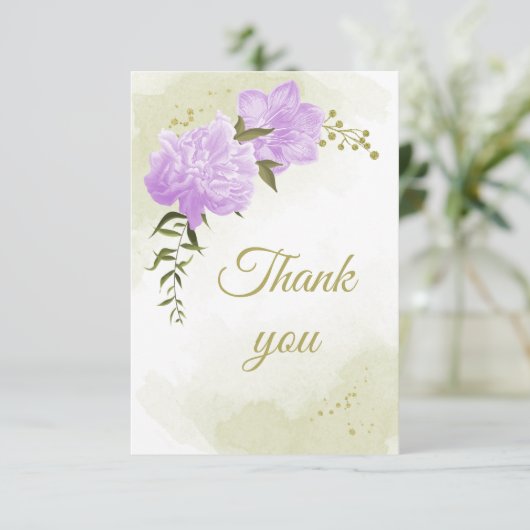 violette Blumen, botanische Vegetation Dankeskarte (Stehend Vorderseite)