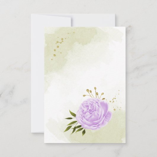 violette Blumen, botanische Vegetation Dankeskarte (Rückseite)