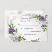 violette Blumen botanisches Gold geometrisch RSVP Karte (Vorne/Hinten)