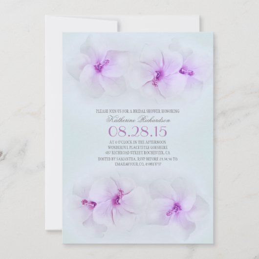 violette Blumen Brautparty Einladung (Vorderseite)