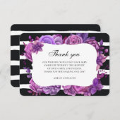 Violette Blumen danke. Blumenzettel Einladung (Vorne/Hinten)