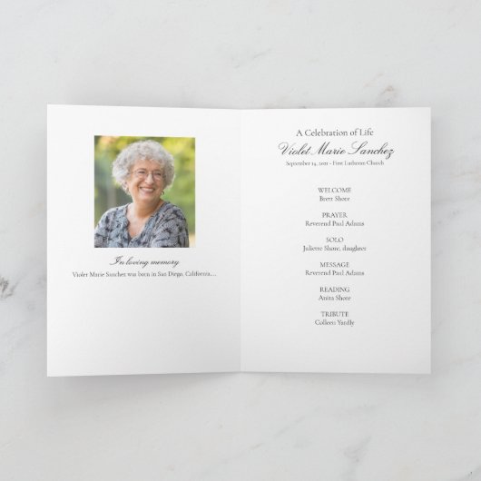 Violette Blumen Feierlichkeiten zum Life Program Programm (Innenseite)