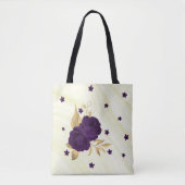 violette Blumen goldene Blätter Marmortüte Tasche (Vorderseite)