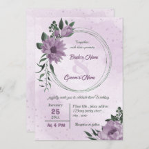 violette Blumen grüne Blätter botanische Hochzeit