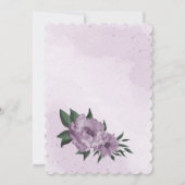 violette Blumen grüne Blätter botanische Hochzeit Einladung (Rückseite)