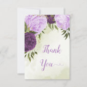 violette Blumen grüne Blätter Hochzeit Dankeskarte (Vorderseite)