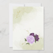 violette Blumen grüne Blätter Hochzeit Einladung (Rückseite)
