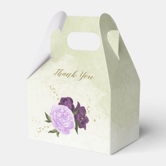 violette Blumen grüne Blätter Hochzeit Geschenkschachtel (Vorderseite)