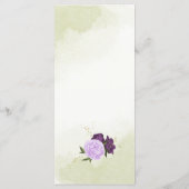 violette Blumen grüne Blätter Hochzeit Menükarte (Rückseite)