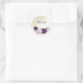 violette Blumen grüne Blätter Hochzeit Runder Aufkleber (Tasche)