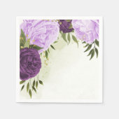 violette Blumen grüne Blätter Hochzeit Serviette (Vorderseite)