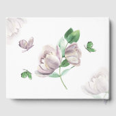 violette Blumen, grüne Blätter Schmetterlinge Gästebuch (Rückseite)