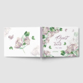 violette Blumen, grüne Blätter Schmetterlinge Gästebuch (Voll)