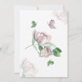 violette Blumen grüne Blätter Schmetterlinge in Einladung (Rückseite)