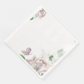 violette Blumen, grüne Blätter Schmetterlinge, Pap Serviette (Ecke)