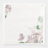 violette Blumen, grüne Blätter Schmetterlinge, Pap Serviette (Vorderseite)