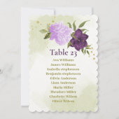 violette Blumen, grüne Blätter, Sitzkarte Einladung (Vorderseite)