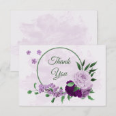 Violette Blumen Grüne Hochzeit Dankeskarte (Vorne/Hinten)