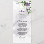 Violette Blumen Grüne Hochzeit Menükarte (Vorderseite)