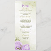 Violette Blumen Grüne Hochzeit Menükarte (Vorderseite)