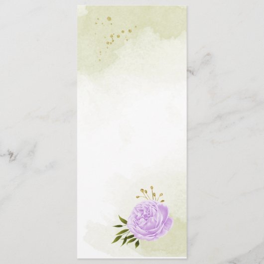 Violette Blumen Grüne Hochzeit Menükarte (Rückseite)