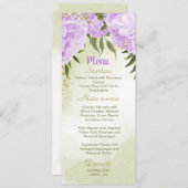 Violette Blumen Grüne Hochzeit Menükarte (Vorne/Hinten)