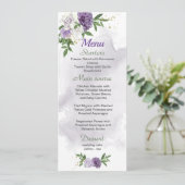 Violette Blumen Grüne Hochzeit Menükarte (Stehend Vorderseite)