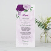 Violette Blumen Grüne Hochzeit Menükarte (Stehend Vorderseite)