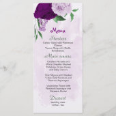 Violette Blumen Grüne Hochzeit Menükarte (Vorderseite)