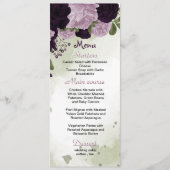 Violette Blumen Grüne Hochzeit Menükarte (Vorderseite)