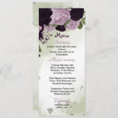 Violette Blumen Grüne Hochzeit Menükarte (Vorne/Hinten)