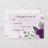 Violette Blumen Grüne Hochzeit RSVP Karte (Vorderseite)
