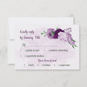 Violette Blumen Grüne Hochzeit RSVP Karte (Vorderseite)