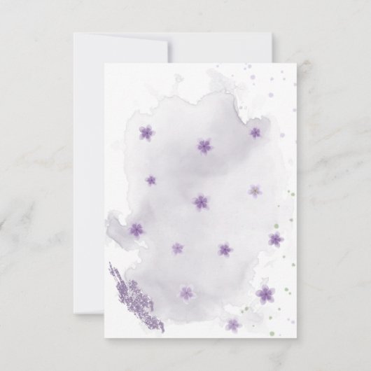 violette Blumen Grüngold Dankeskarte (Rückseite)