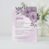 violette Blumen Grünpflanzen botanische Hochzeit Begleitkarte (Stehend Vorderseite)