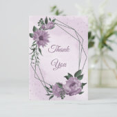 violette Blumen Grünpflanzen botanische Hochzeit Dankeskarte (Stehend Vorderseite)