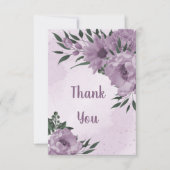violette Blumen Grünpflanzen botanische Hochzeit Dankeskarte (Vorderseite)