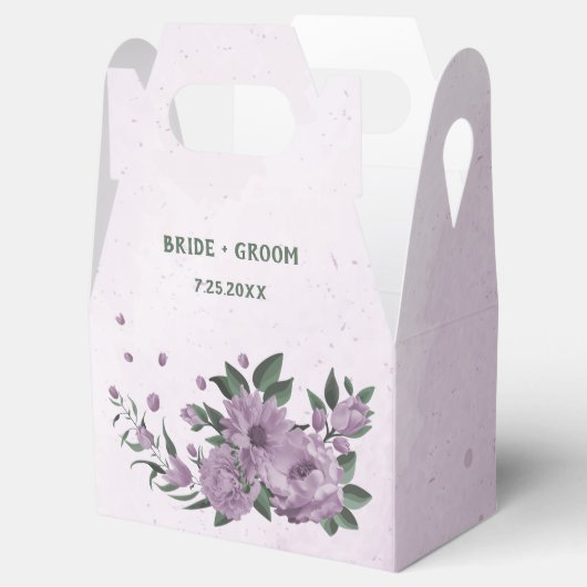 violette Blumen Grünpflanzen botanische Hochzeit Geschenkschachtel (Geöffnet)