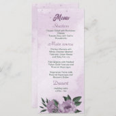 violette Blumen Grünpflanzen botanische Hochzeit Menükarte (Vorne/Hinten)