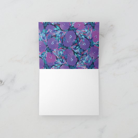 Violette Blumen handgemalt Dankeschön Karte (Innenseite)