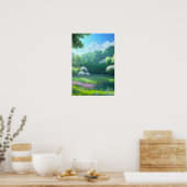 Violette Blumen in einer Waldreinigung Poster (Küche)